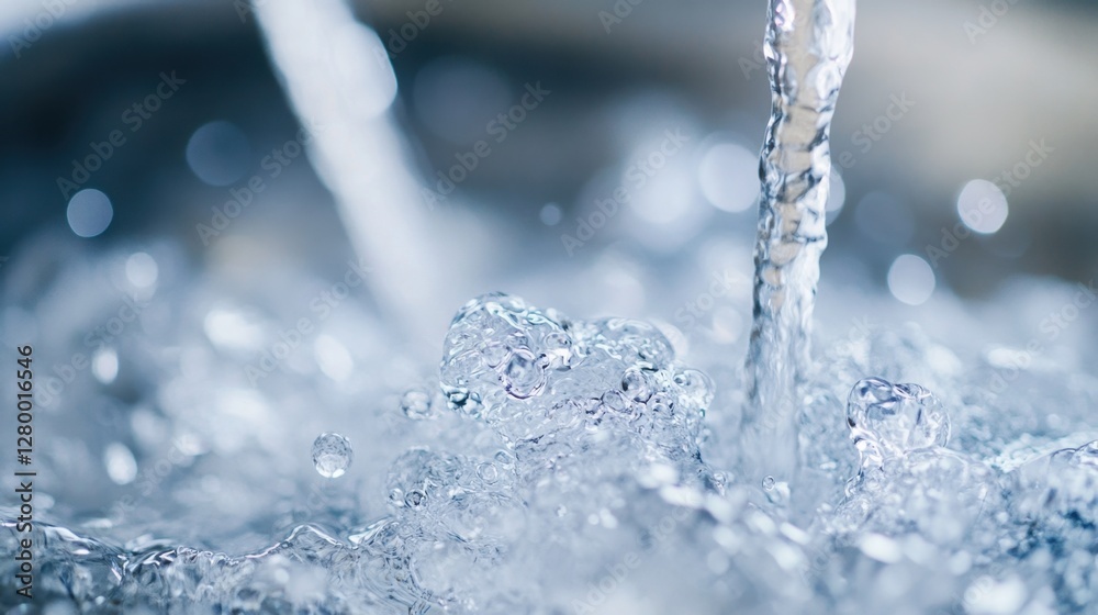 Close-Up View of Bubbling Water Splash in Bright Light Reflection Close-Up View of Bubbling Water Splash in Bright Light Reflection
