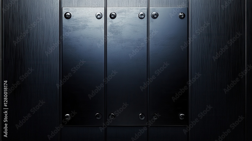 Obraz premium Black Textured Panels with Glossy Metal Accents on a Wall