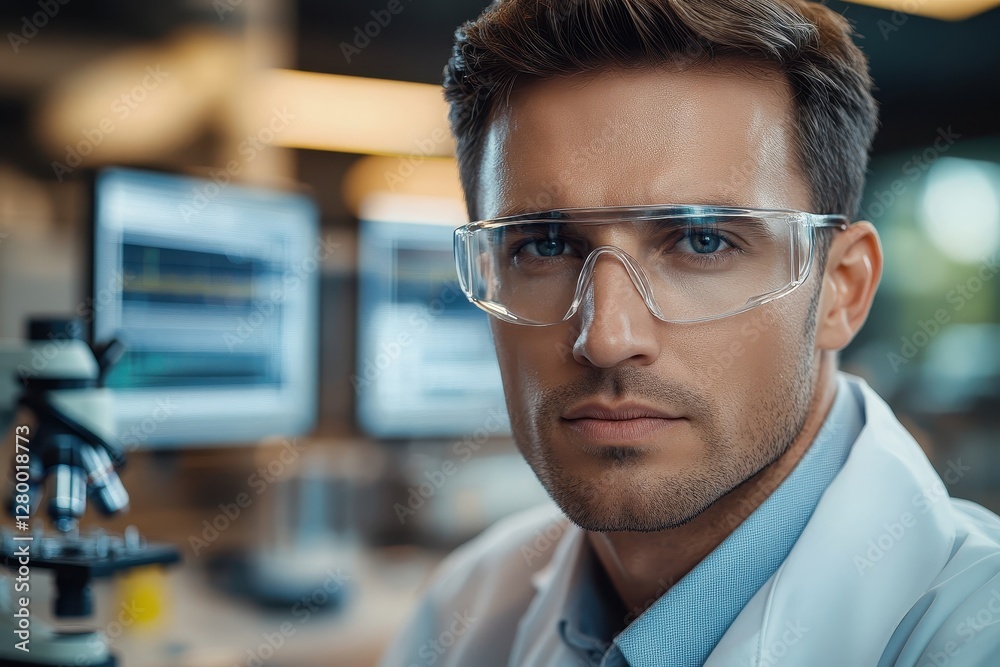Confident Male Scientist in Laboratory Setting Confident Male Scientist in Laboratory Setting