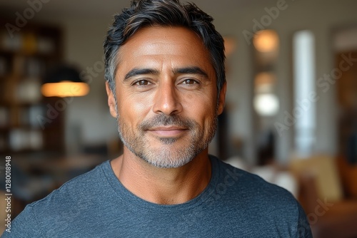 Portrait of a Happy Middle-Aged Man with Graying Hair