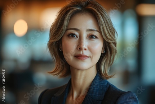 Confident Asian Businesswoman Portrait in Modern Office Setting