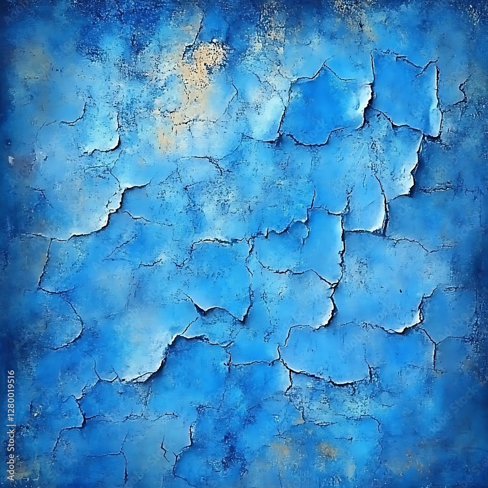 Obraz premium Cracked blue paint texture background
