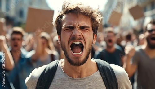 A Man Demonstrates Protest Through Powerful Outburst Of Anger