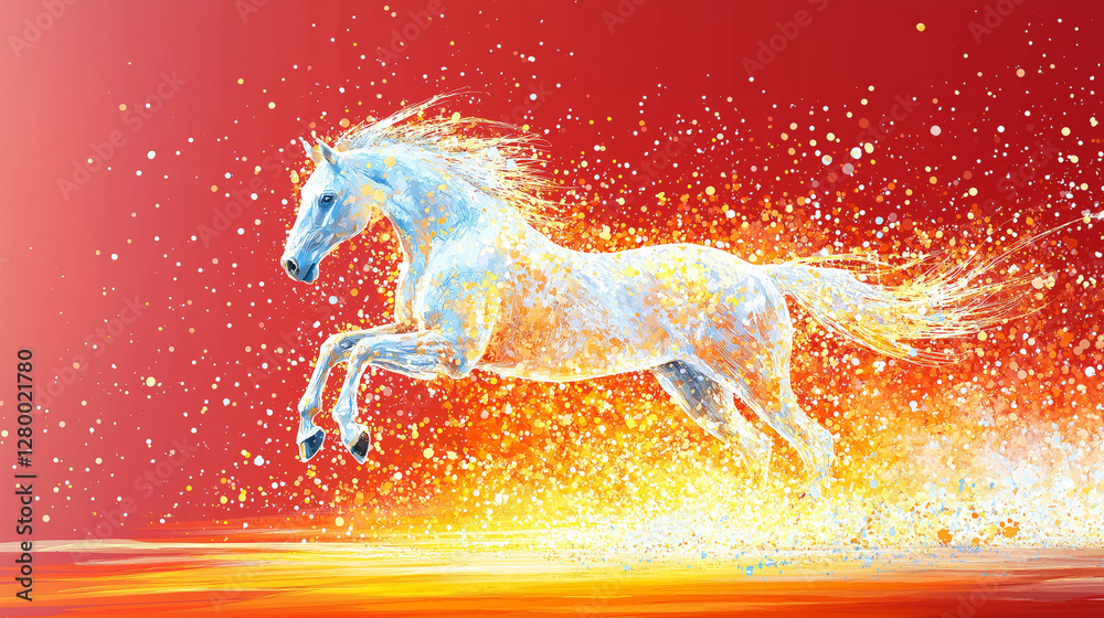 Galloping horse on red background Galloping horse on red background