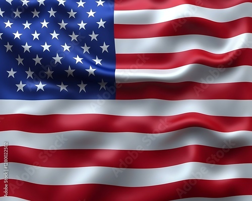 The American Flag shows a beautiful blue star spangled banner waving