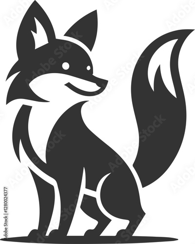 A fox silhouette with perked up ears and a joyful stance vector