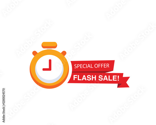 Flash sales shopping promotional labels icon. Sale countdown badges. Sale timer banner. Last day, last hour and last minute offer.