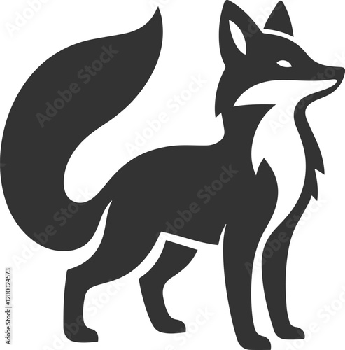 A fox silhouette with perked up ears and a joyful stance vector
