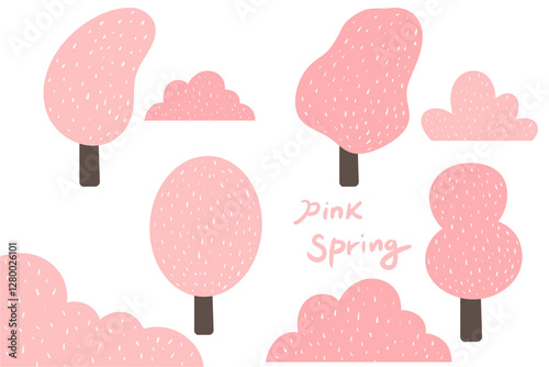 분홍 나무,벚꽃 나무,cherry blossom,tree illustrations 