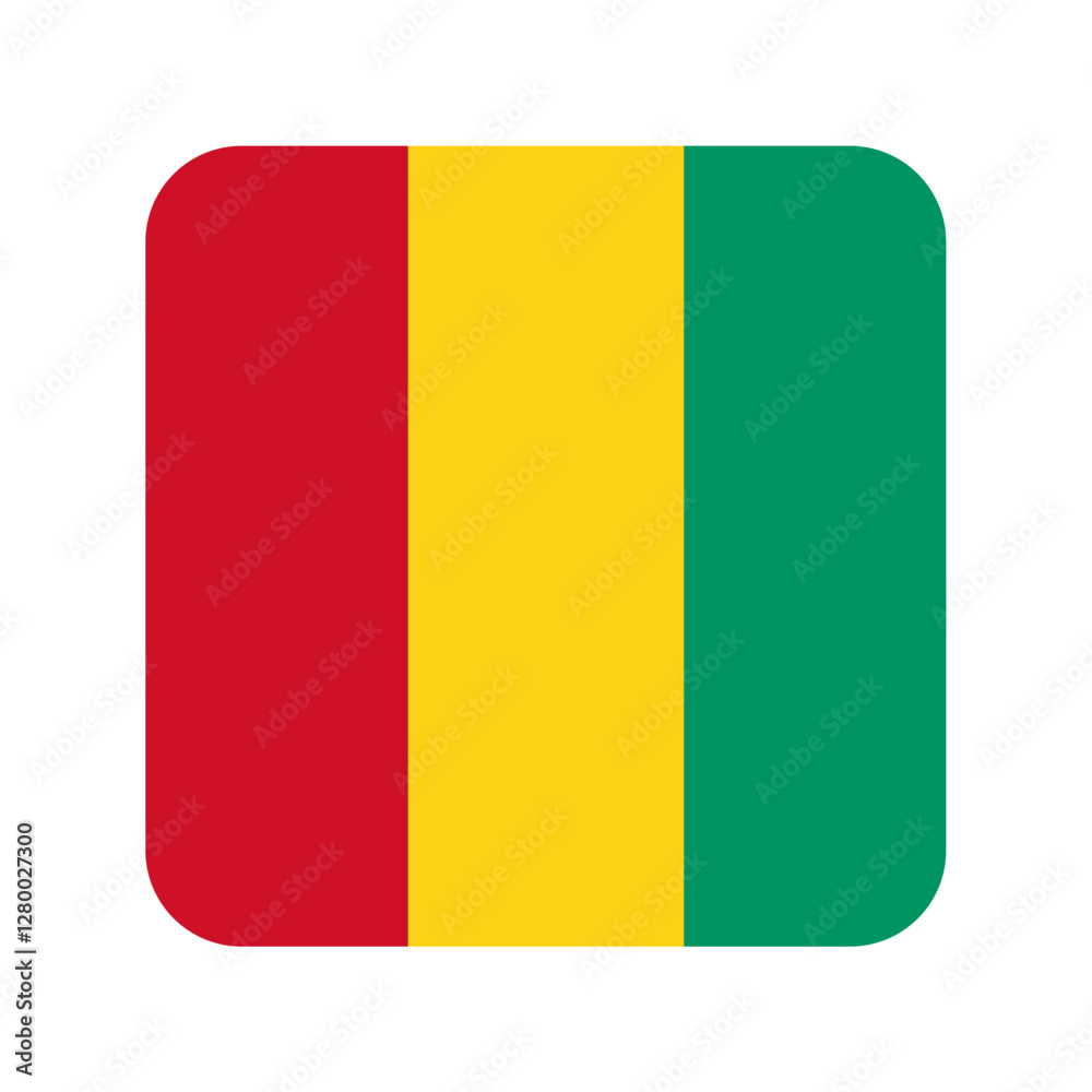 Fototapeta premium Flag of Guinea. Guinea rounded square flag icon digital vector illustration