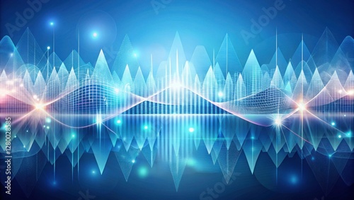 Abstract Sound Wave Design with Light Effects and Blue Background