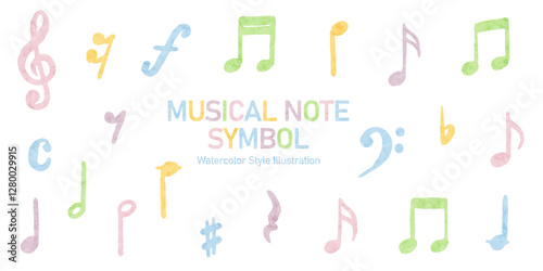 音符と音符のかわいい水彩イラスト