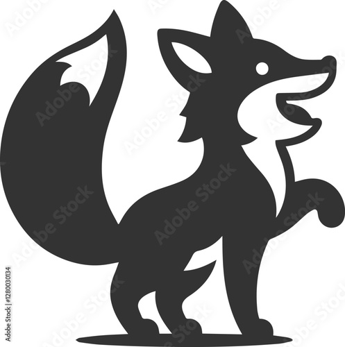 A fox with a wagging tail appearing excited vector