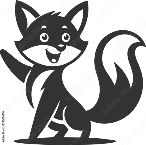 A fox with a wagging tail appearing excited vector