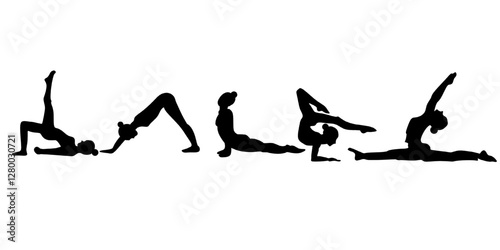 Yoga woman silhouette vector illustration. woman doing yoga exercise. Yoga Silhouette. yogic meditation.