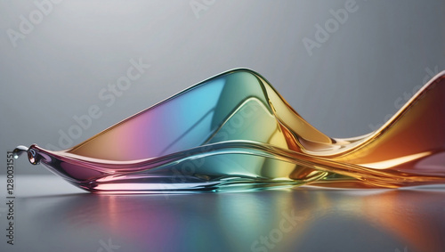 Subtle Rainbow Light Refraction on Pale Gray Background