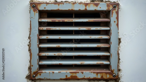 Wallpaper Mural Weathered metal vent, showing age and rust.  A glimpse into forgotten spaces. Torontodigital.ca