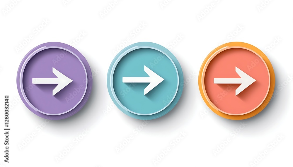 Colorful Directional Buttons on White Background Colorful Directional Buttons on White Background
