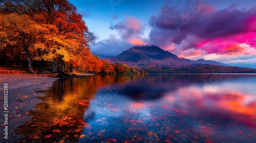 Autumn reflections on tranquil lake mountain landscape nature photography scenic environment vibrant colors photo