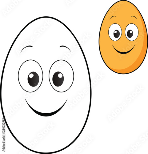 A cute, smiling egg with big, expressive eyes, ready to brighten up your day! This fun and playful coloring page is perfect for kids who love quirky characters.