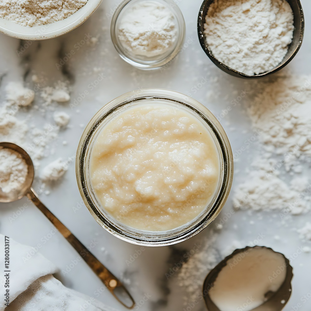 Creamy sourdough starter, baking prep Creamy sourdough starter, baking prep