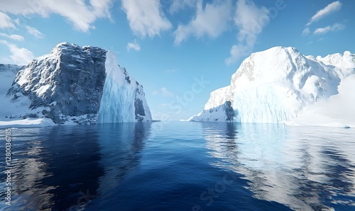 Wallpaper Mural Iceberg Splendor, a majestic iceberg floats serenely, revealing its stunning underwater structure in crystal-clear blue waters. Torontodigital.ca