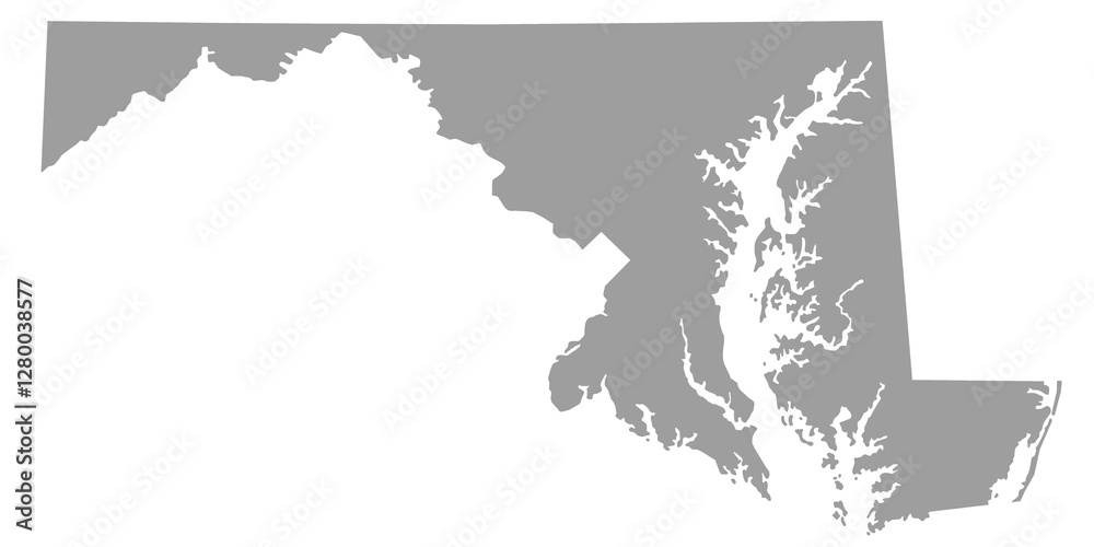 Fototapeta premium Maryland map. Shape of the Maryland state. Flat blank Maryland outline