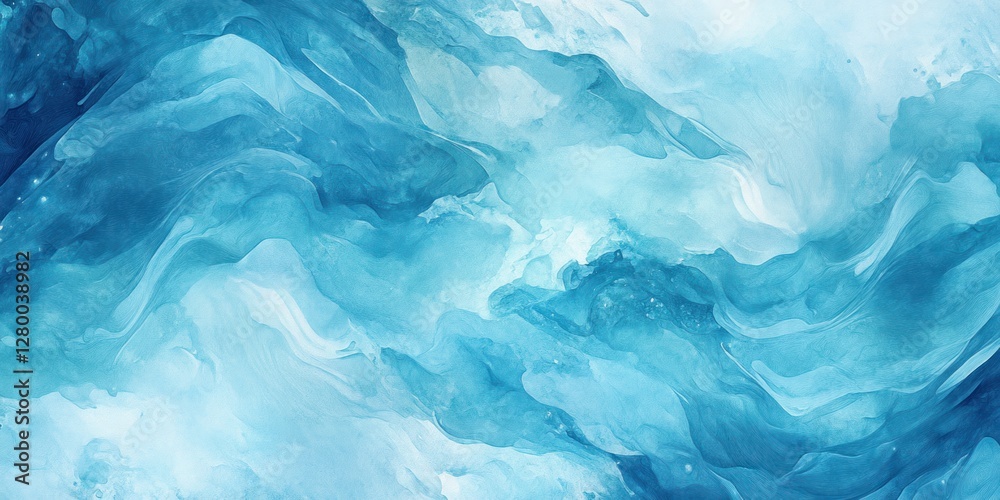 Abstract blue watercolor painting with flowing, wavy textures and gradients. Abstract blue watercolor painting with flowing, wavy textures and gradients.