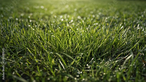 Green meadow grass field for football
