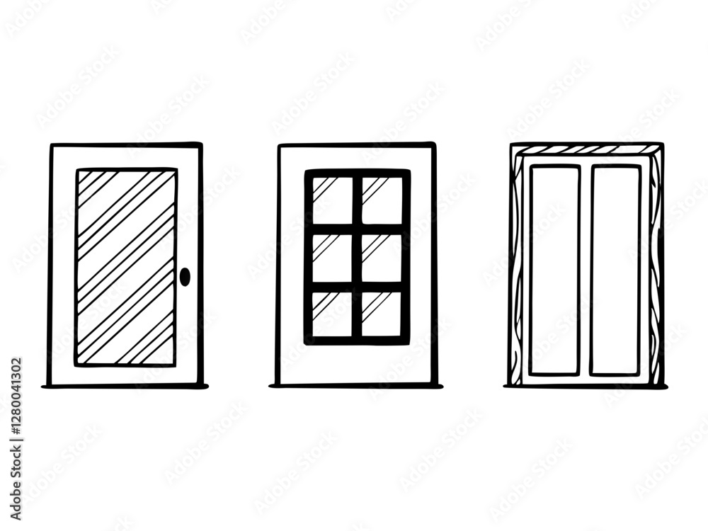 Door icons set, Vector icon, Line art Vector, Doodle Icon Door icons set, Vector icon, Line art Vector, Doodle Icon