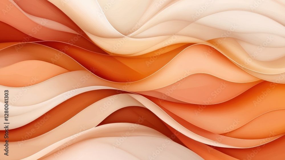 Dynamic waves in warm tones abstract art digital design creative space aerial view fluidity concept