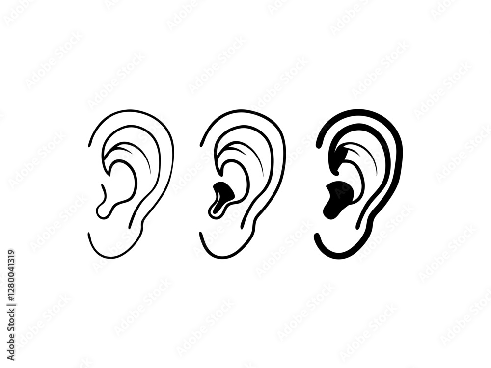 Ear icon set, Vector icon, Line art Vector, Doodle Icon Ear icon set, Vector icon, Line art Vector, Doodle Icon