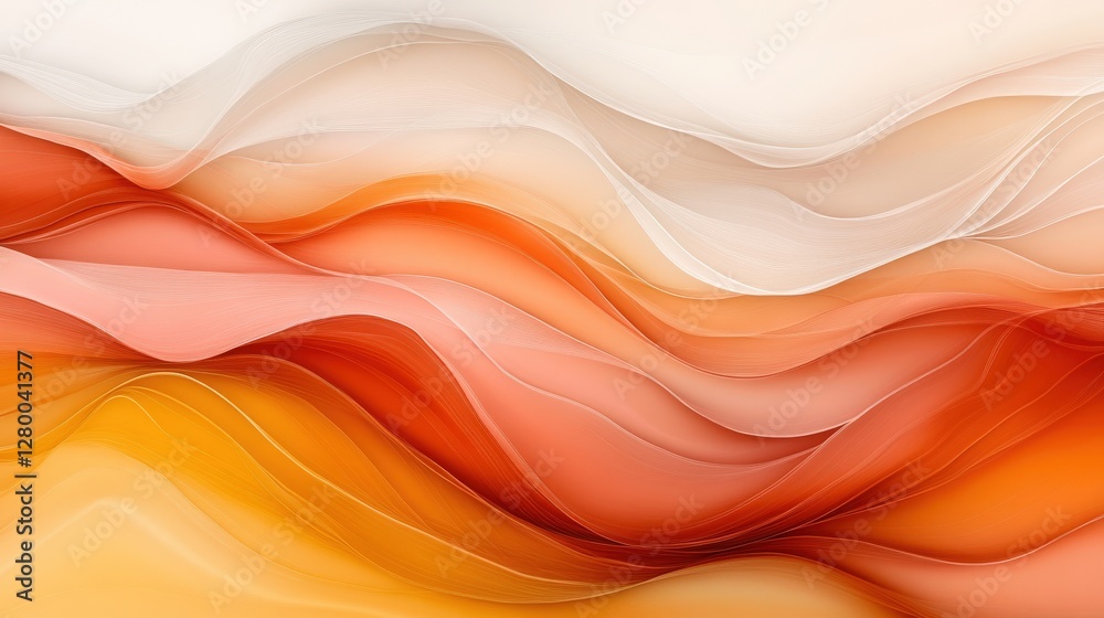 Abstract flowing waves digital art warm colors soft background artistic design