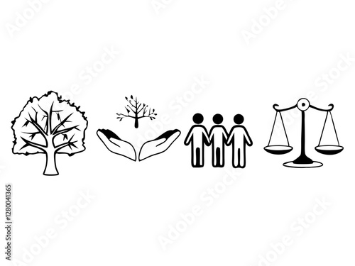 ESG icons, such as environment social governance icon set, Vector icon, Line art Vector, Doodle Icon