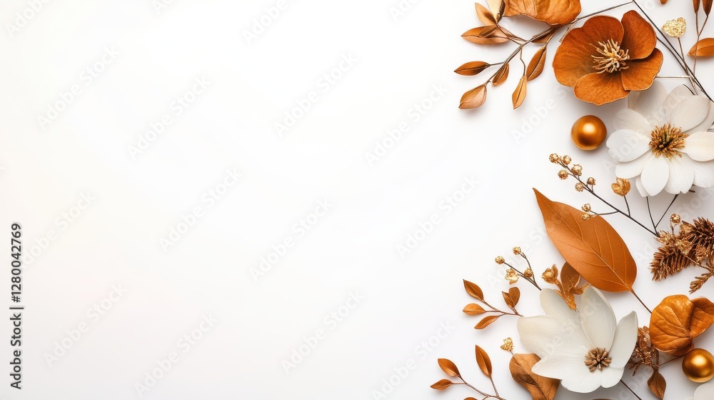 Botanical art arrangement studio floral design minimalist top view seasonal aesthetics