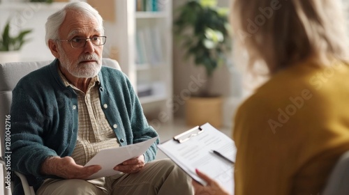 Elder abuse prevention pamphlet in a senior caregiver’s office. Featuring support and vigilance