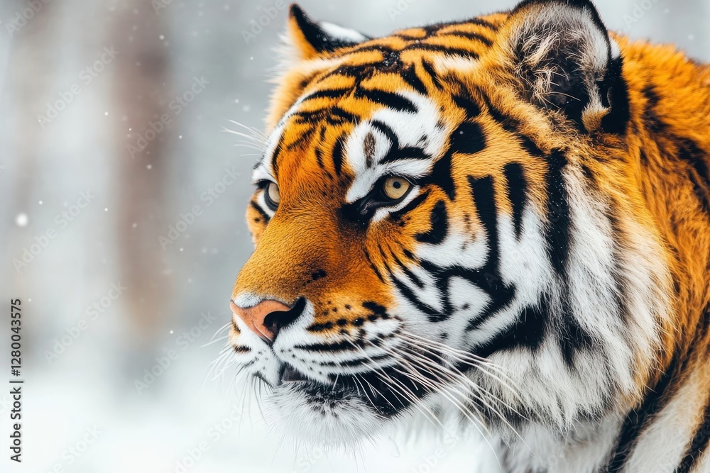 Obraz premium Majestic Siberian Tiger In Snowy Winter Habitat