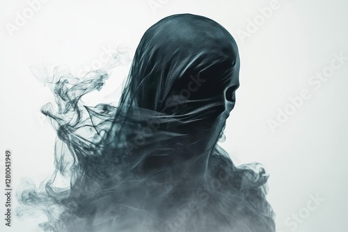 Veiled Figure Enveloped In Ethereal Smoke photo