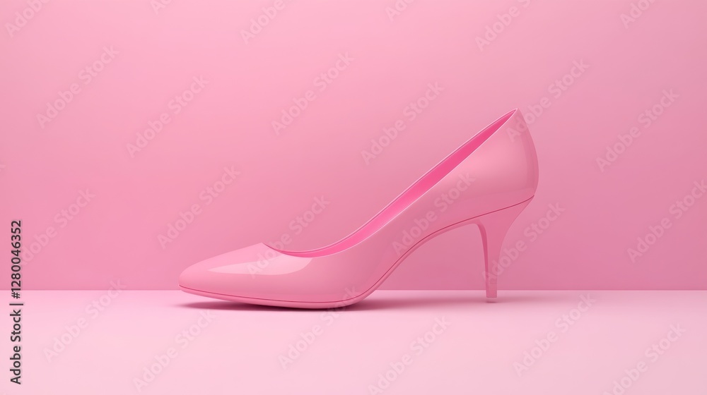 Single pink high-heeled shoe on a pink background. Single pink high-heeled shoe on a pink background.