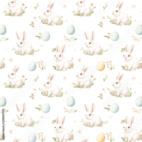 Watercolor Easter Bunny Seamless Pattern – Cute Pastel Spring Rabbits
