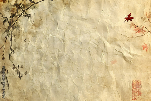 Vintage parchment paper with subtle floral details for backgrounds