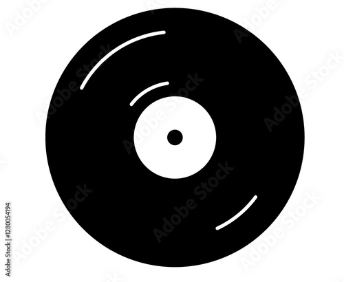 Classic vinyl record illustration vector icon. Record music, nostalgia, 70s, 80s, 90s, logo, round.