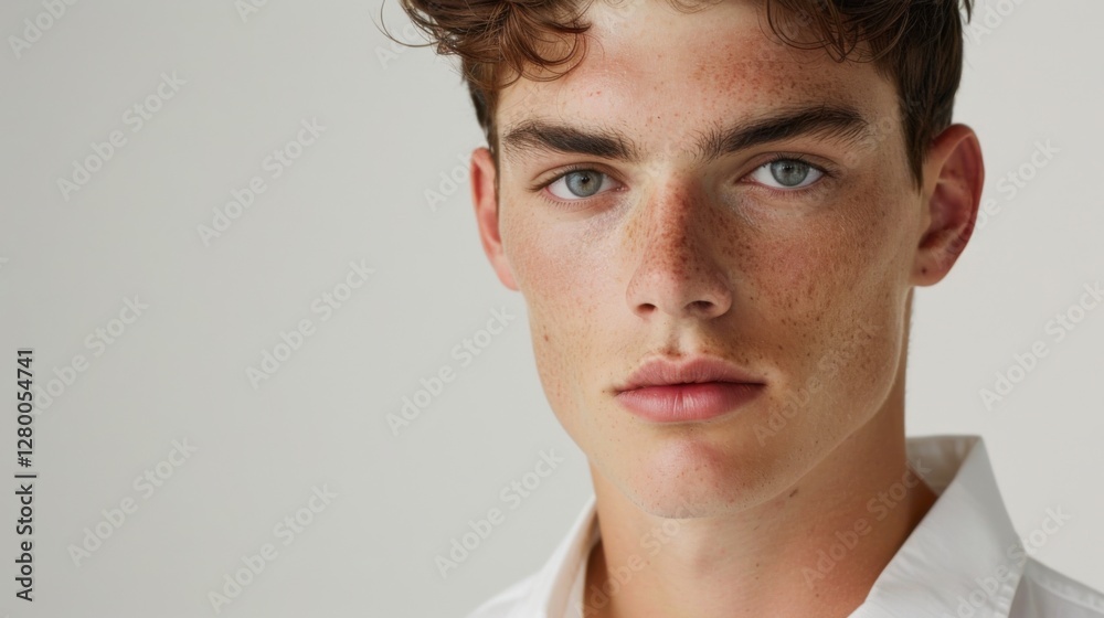 Obraz premium Young Man Portrait with Freckles