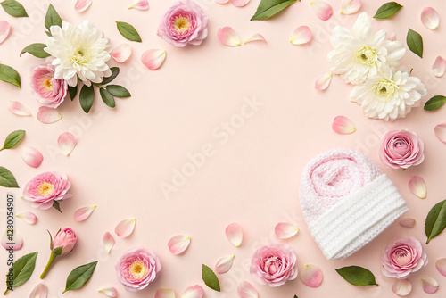 Floral newborn digital background. Composite for baby photography.