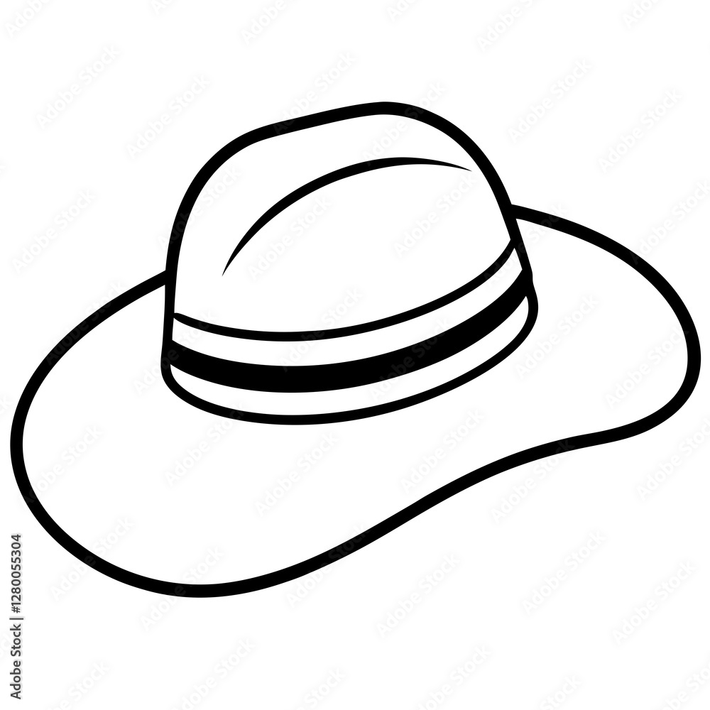 Classic Sun Hat Icon on White Background Classic Sun Hat Icon on White Background