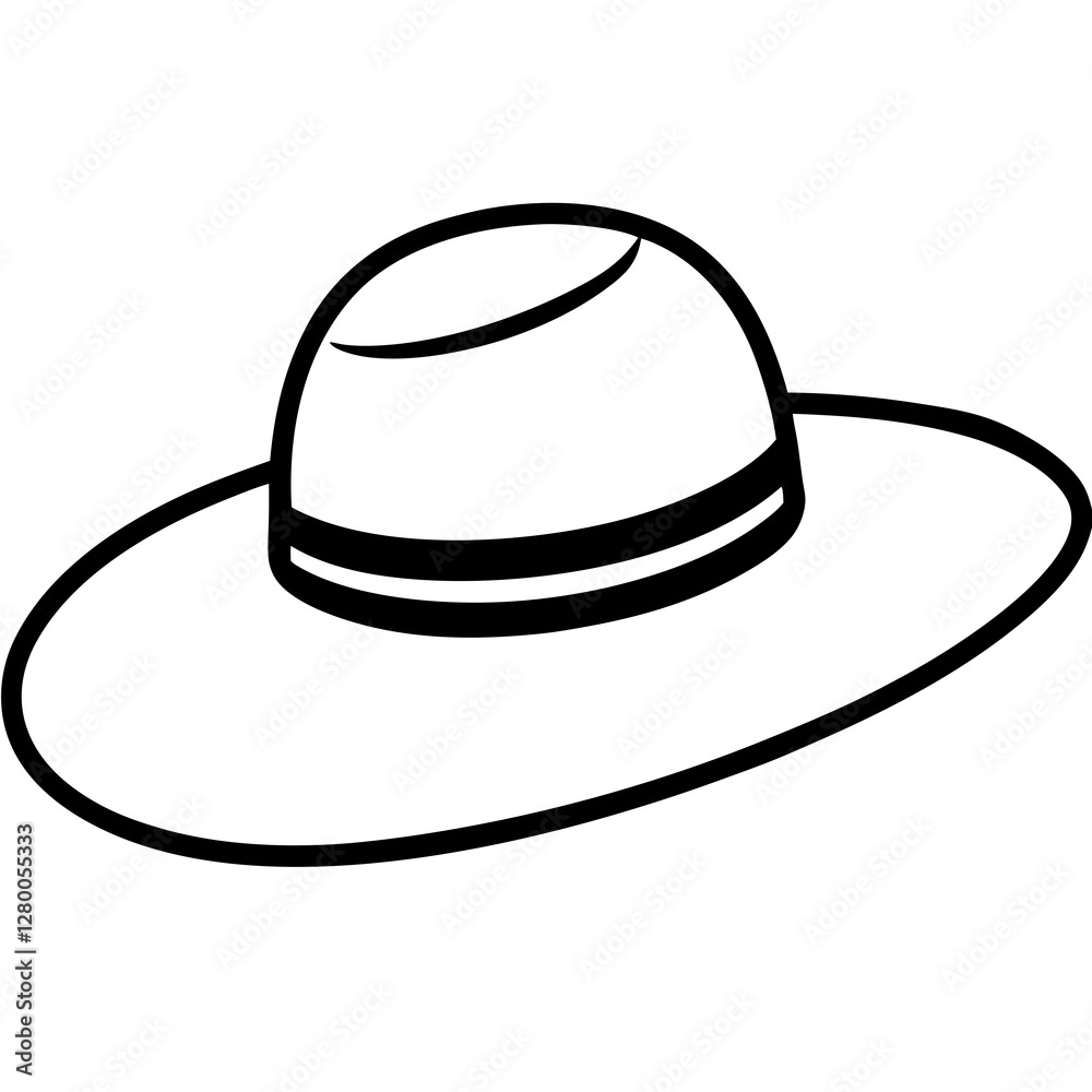 Classic Sun Hat Icon on White Background Classic Sun Hat Icon on White Background