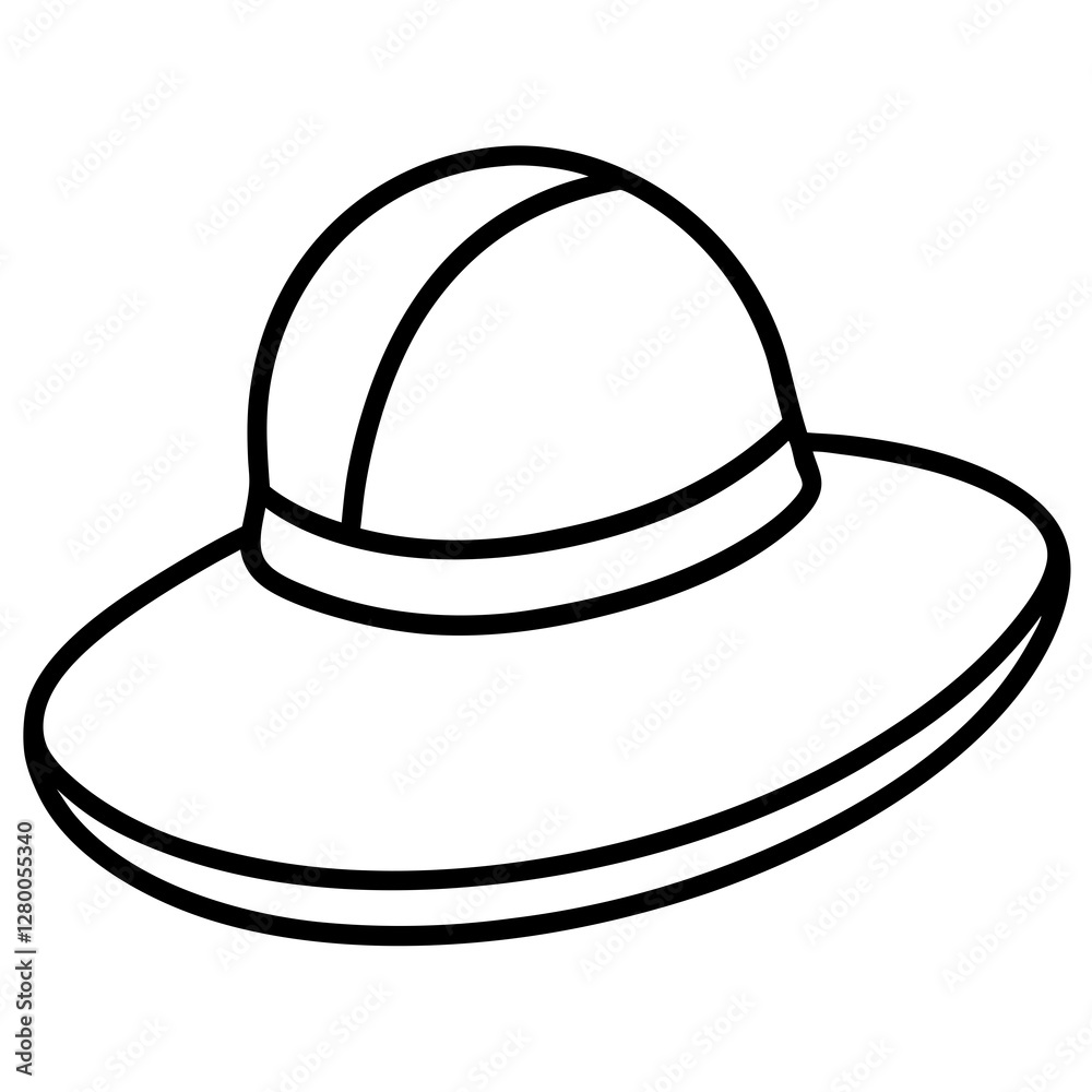 Classic Sun Hat Icon on White Background Classic Sun Hat Icon on White Background