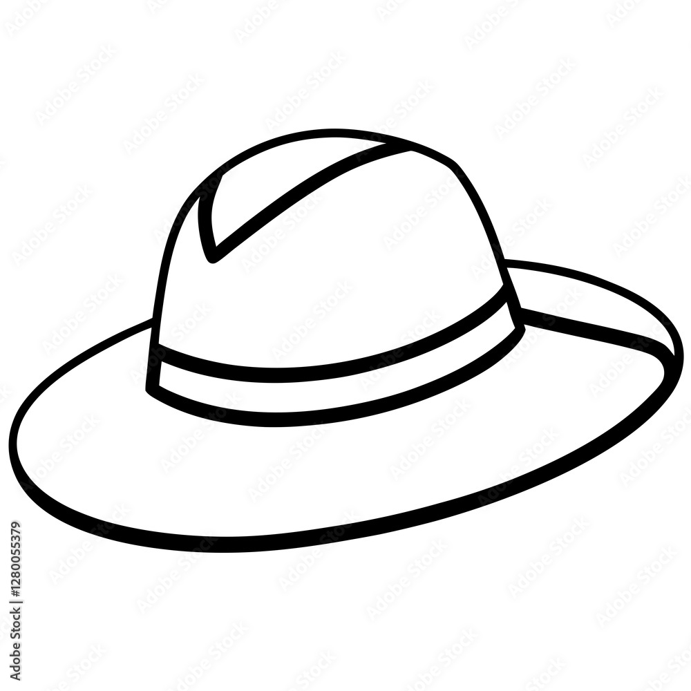 Classic Sun Hat Icon on White Background Classic Sun Hat Icon on White Background