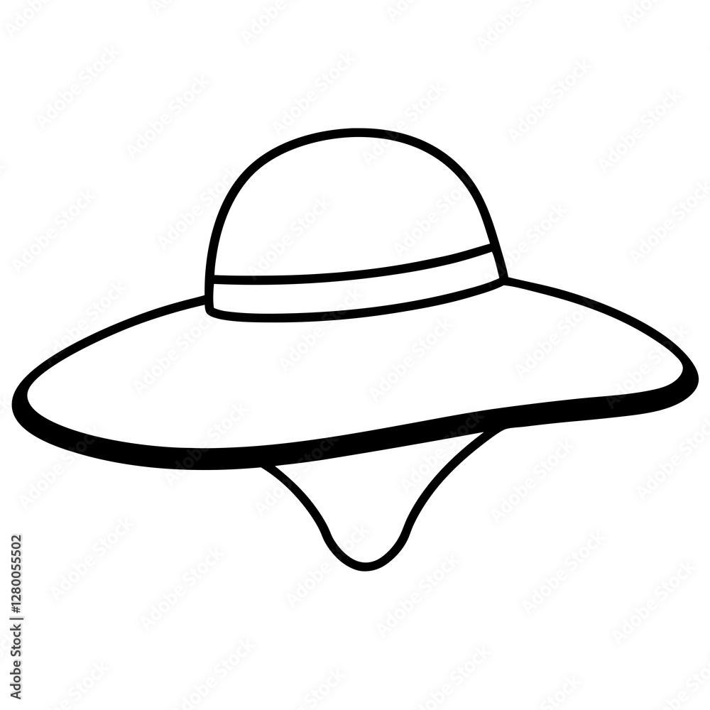 Classic Sun Hat Icon on White Background Classic Sun Hat Icon on White Background