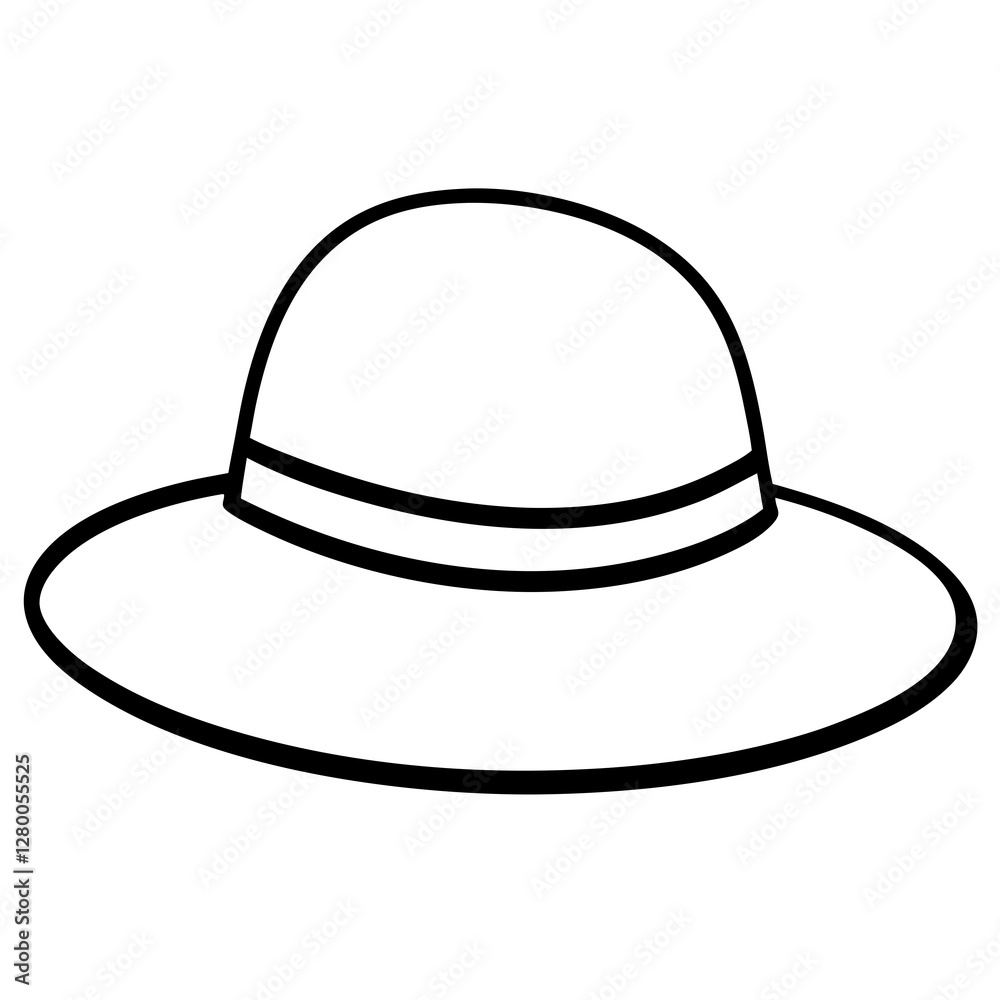 Classic Sun Hat Icon on White Background Classic Sun Hat Icon on White Background